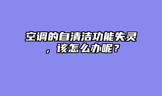 空调的自清洁功能失灵，该怎么办呢？