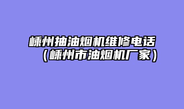 嵊州抽油烟机维修电话（嵊州市油烟机厂家）