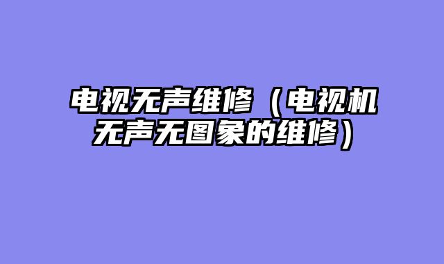 电视无声维修（电视机无声无图象的维修）