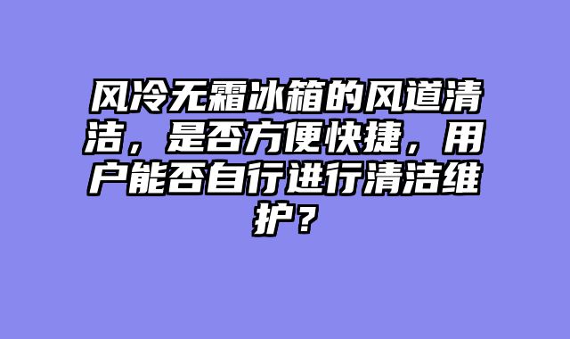 风冷无霜冰箱的风道清洁，是否方便快捷，用户能否自行进行清洁维护？