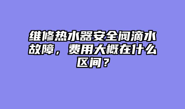 维修热水器安全阀滴水故障，费用大概在什么区间？