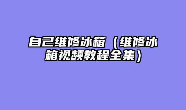 自己维修冰箱（维修冰箱视频教程全集）