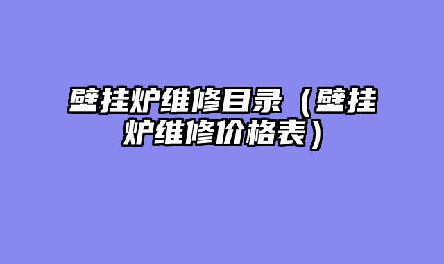 壁挂炉维修目录（壁挂炉维修价格表）