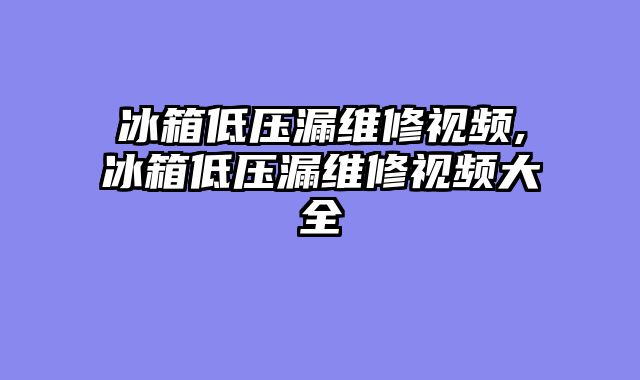 冰箱低压漏维修视频,冰箱低压漏维修视频大全