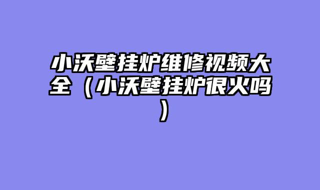 小沃壁挂炉维修视频大全（小沃壁挂炉很火吗）