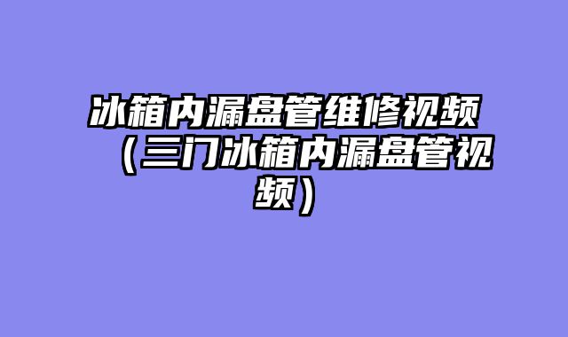 冰箱内漏盘管维修视频（三门冰箱内漏盘管视频）
