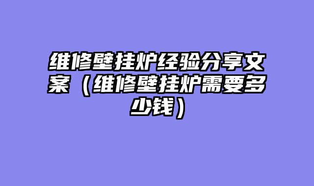 维修壁挂炉经验分享文案（维修壁挂炉需要多少钱）