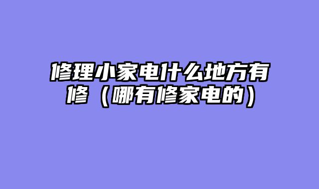 修理小家电什么地方有修（哪有修家电的）