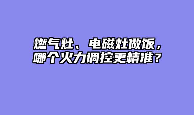 燃气灶、电磁灶做饭，哪个火力调控更精准？