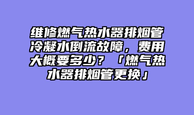维修燃气热水器排烟管冷凝水倒流故障，费用大概要多少？「燃气热水器排烟管更换」