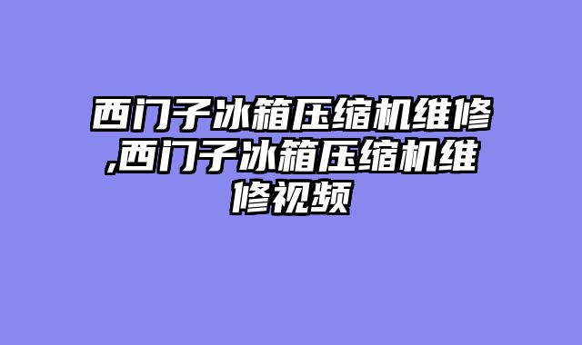 西门子冰箱压缩机维修,西门子冰箱压缩机维修视频