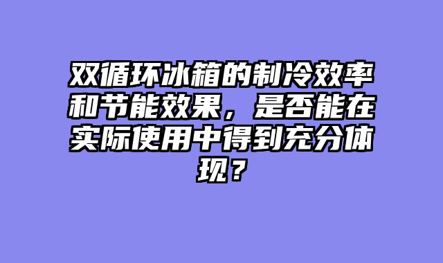 双循环冰箱的制冷效率和节能效果，是否能在实际使用中得到充分体现？