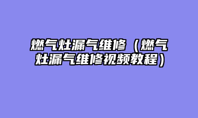 燃气灶漏气维修（燃气灶漏气维修视频教程）