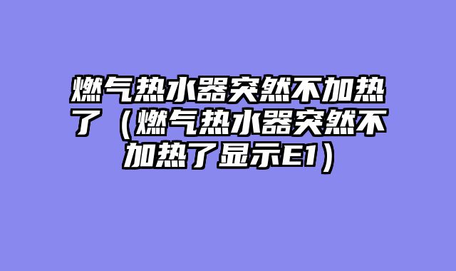 燃气热水器突然不加热了（燃气热水器突然不加热了显示E1）
