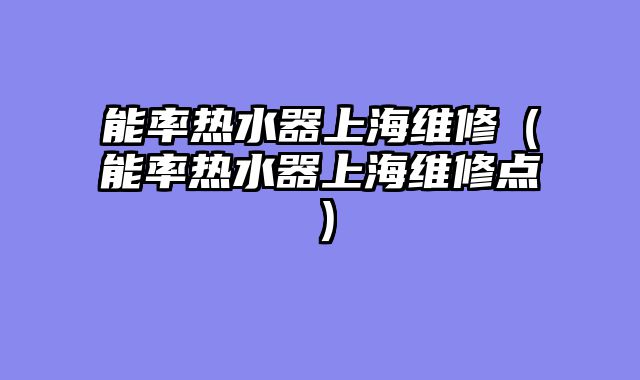 能率热水器上海维修（能率热水器上海维修点）