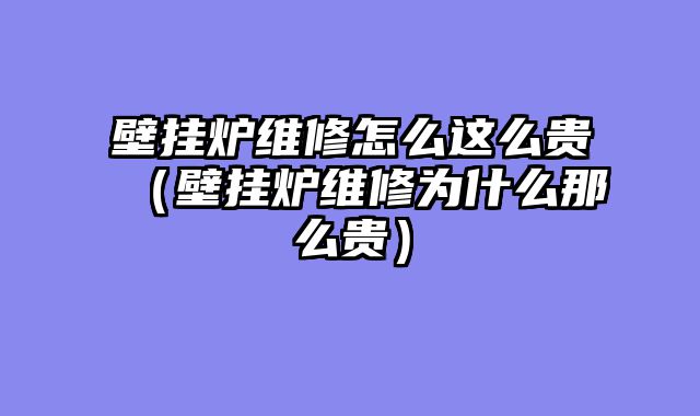 壁挂炉维修怎么这么贵（壁挂炉维修为什么那么贵）