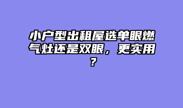 小户型出租屋选单眼燃气灶还是双眼，更实用？