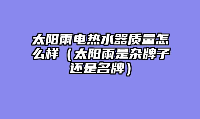 太阳雨电热水器质量怎么样（太阳雨是杂牌子还是名牌）