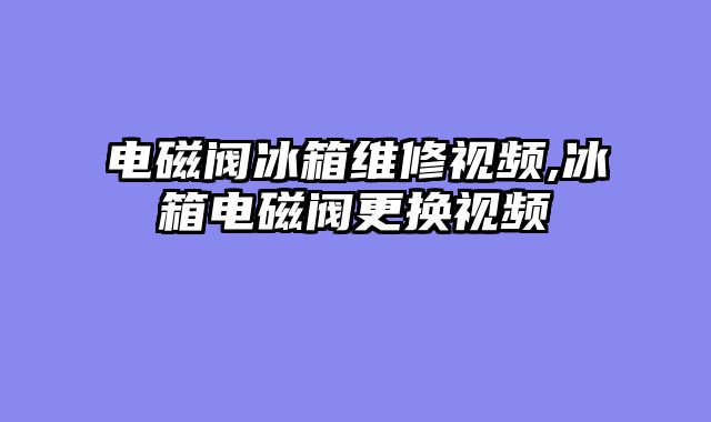 电磁阀冰箱维修视频,冰箱电磁阀更换视频