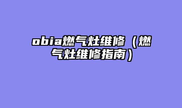 obia燃气灶维修（燃气灶维修指南）