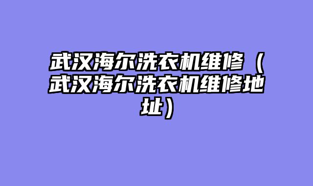 武汉海尔洗衣机维修（武汉海尔洗衣机维修地址）