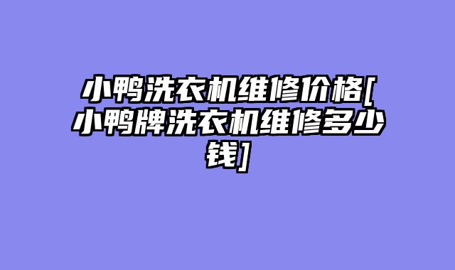 小鸭洗衣机维修价格[小鸭牌洗衣机维修多少钱]