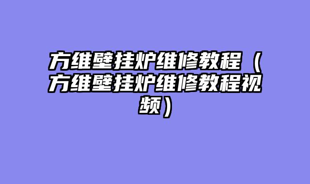 方维壁挂炉维修教程（方维壁挂炉维修教程视频）