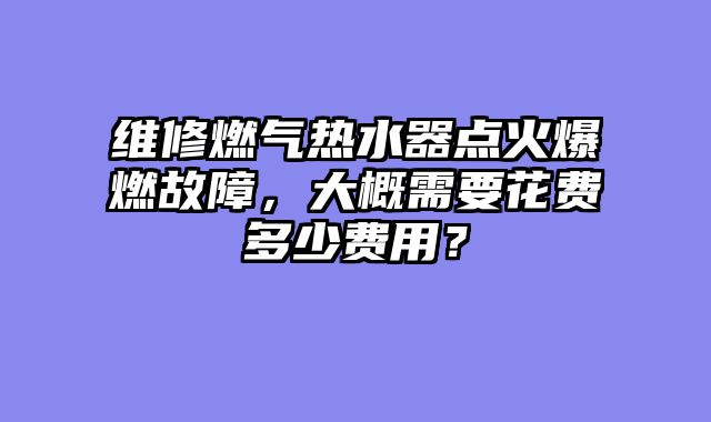 维修燃气热水器点火爆燃故障，大概需要花费多少费用？