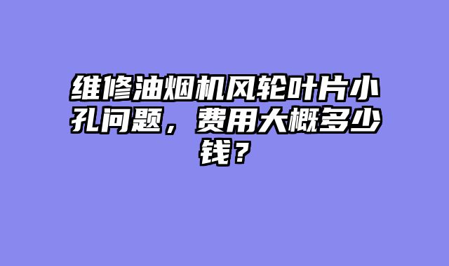 维修油烟机风轮叶片小孔问题，费用大概多少钱？