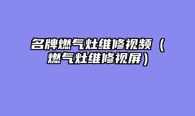 名牌燃气灶维修视频（燃气灶维修视屏）