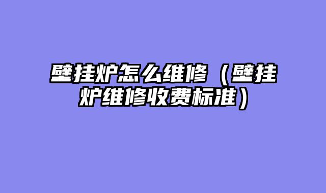 壁挂炉怎么维修（壁挂炉维修收费标准）