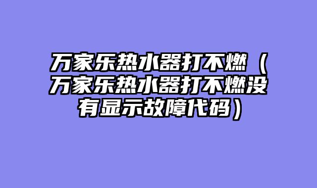 万家乐热水器打不燃（万家乐热水器打不燃没有显示故障代码）