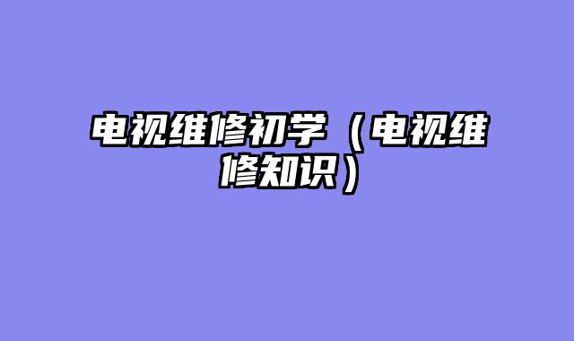 电视维修初学（电视维修知识）