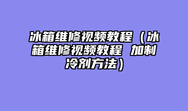 冰箱维修视频教程（冰箱维修视频教程 加制冷剂方法）