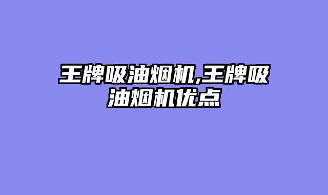 王牌吸油烟机,王牌吸油烟机优点