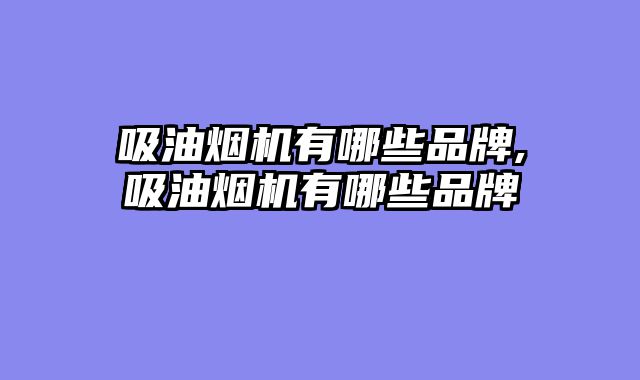 吸油烟机有哪些品牌,吸油烟机有哪些品牌