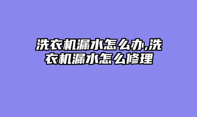 洗衣机漏水怎么办,洗衣机漏水怎么修理