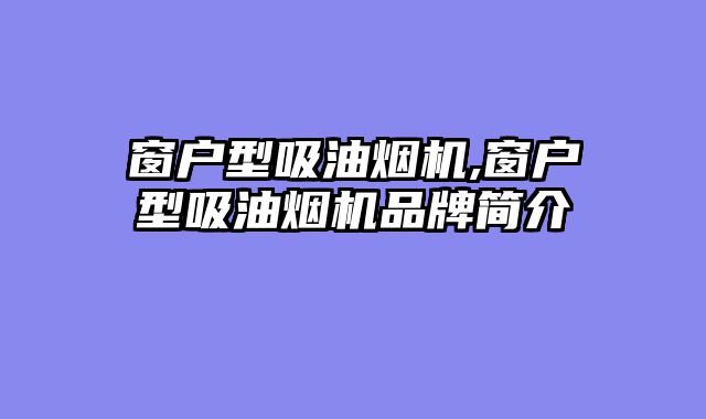 窗户型吸油烟机,窗户型吸油烟机品牌简介