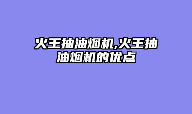 火王抽油烟机,火王抽油烟机的优点