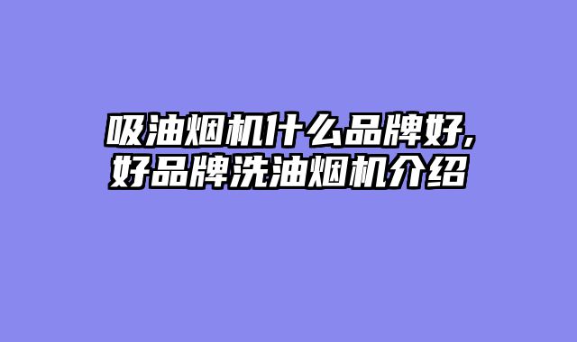 吸油烟机什么品牌好,好品牌洗油烟机介绍