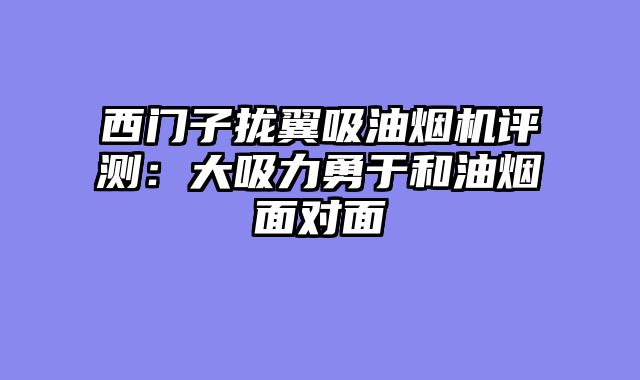 西门子拢翼吸油烟机评测：大吸力勇于和油烟面对面