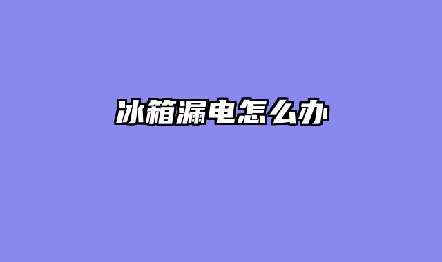冰箱漏电怎么办