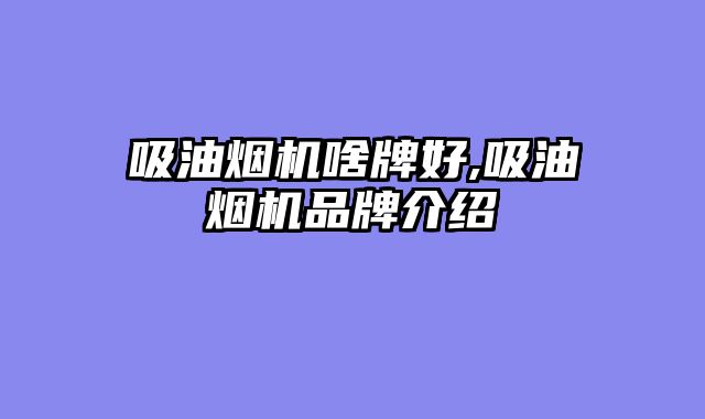 吸油烟机啥牌好,吸油烟机品牌介绍
