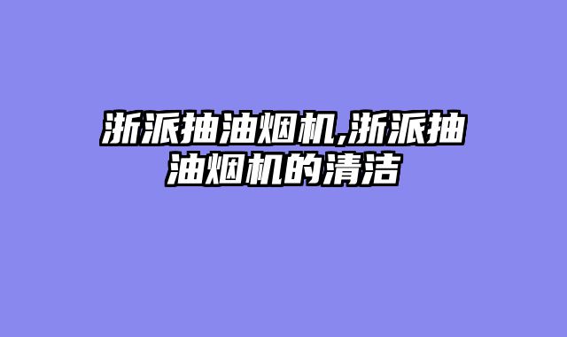 浙派抽油烟机,浙派抽油烟机的清洁