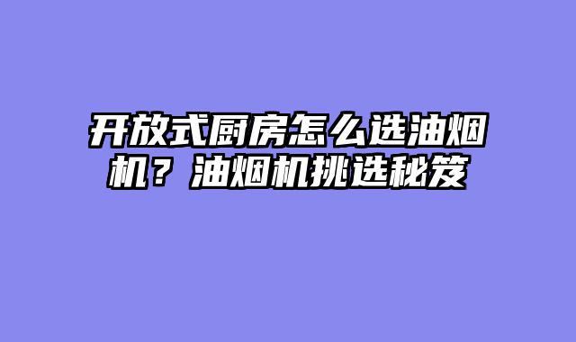 开放式厨房怎么选油烟机？油烟机挑选秘笈