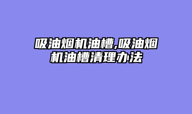 吸油烟机油槽,吸油烟机油槽清理办法