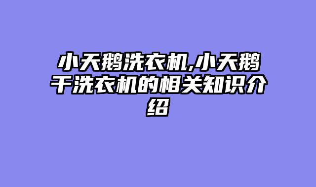 小天鹅洗衣机,小天鹅干洗衣机的相关知识介绍
