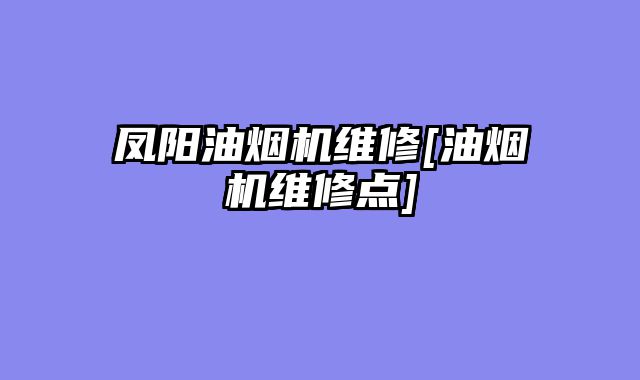 凤阳油烟机维修[油烟机维修点]