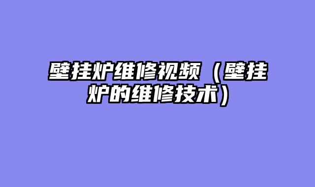 壁挂炉维修视频（壁挂炉的维修技术）