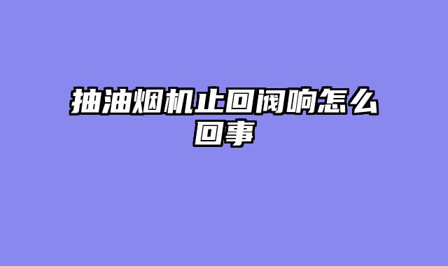 抽油烟机止回阀响怎么回事